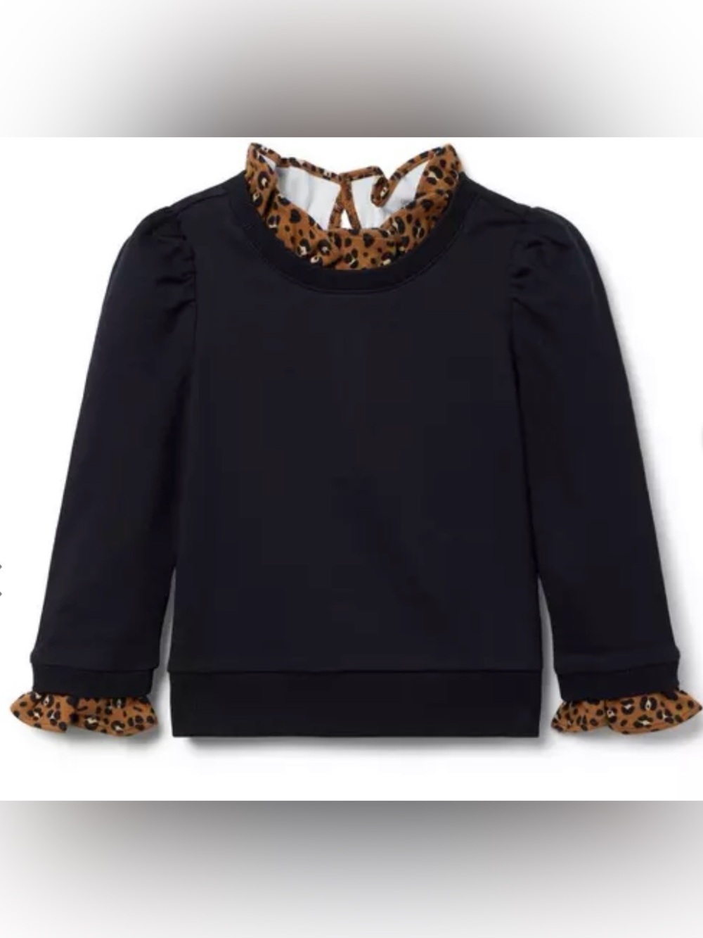JANIE AND JACK LEOPARD TRIM SWEATSHIRT